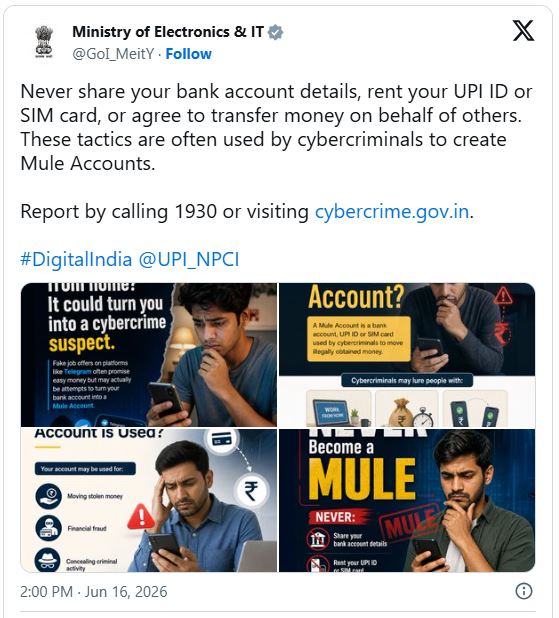 Authorities Warn Public Against Mule Account Frauds; Urge Citizens to Protect Banking and Digital Credentials